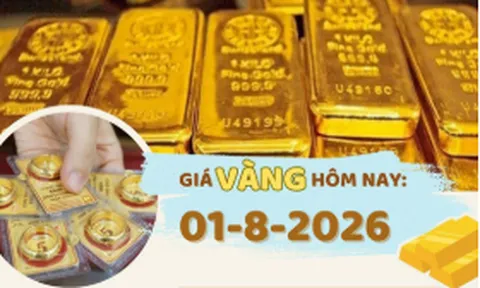 Giá vàng hôm nay 1-8: Tăng 200.000 đồng/lượng