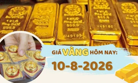 Giá vàng hôm nay 10-8: Giảm nhẹ