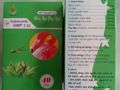 Phát hiện viên nang giảm cân Hồng Hạc Phục Linh có chứa chất cấm Sibutramine