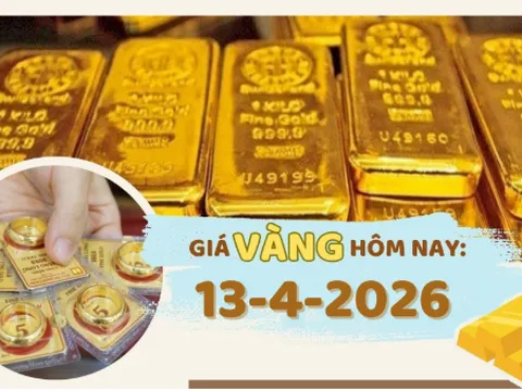 Giá vàng hôm nay 13-4: Lao dốc mạnh