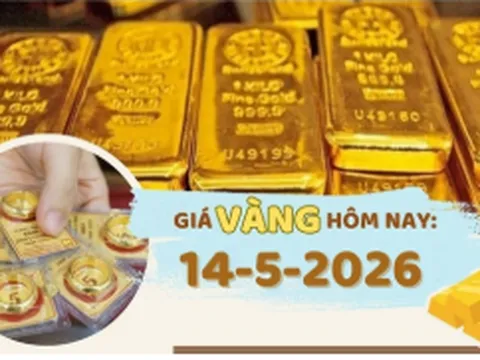 Giá vàng hôm nay 14-5: Lạm phát gia tăng, vàng đối mặt áp lực ngắn hạn