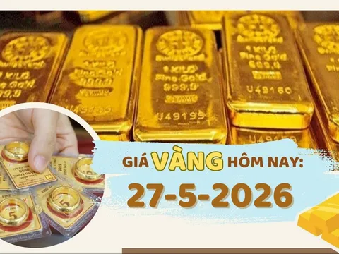 Giá vàng hôm nay 27-5: Áp lực lạm phát tiếp tục chi phối giá vàng