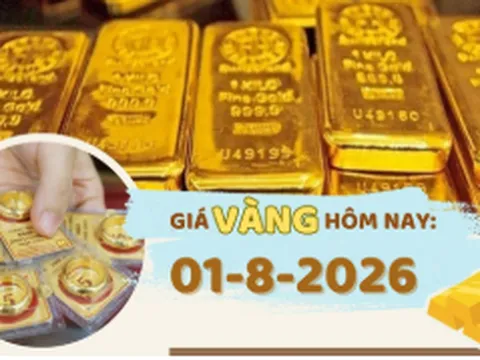 Giá vàng hôm nay 1-8: Tăng 200.000 đồng/lượng