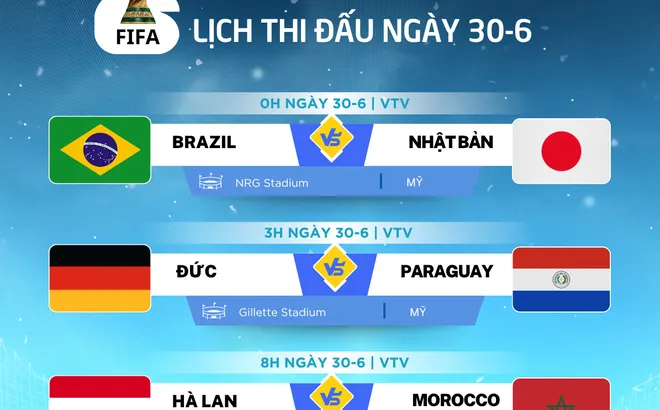 Lịch thi đấu World Cup 2026 ngày 30-6